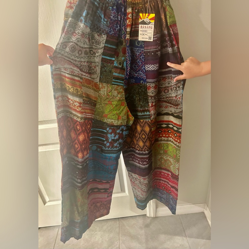 Rising International Patchwork Overalls NWT - image 5